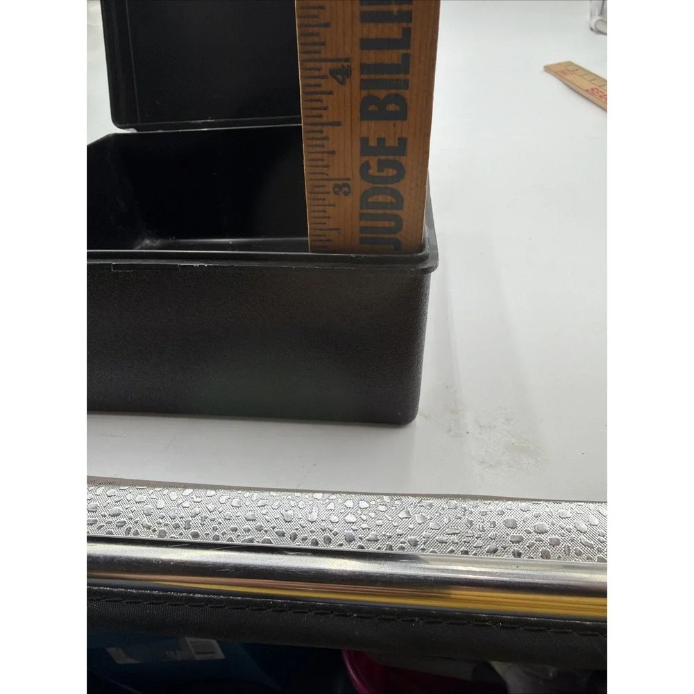 Vintage Evco Plastic File Box Black With Brown Top